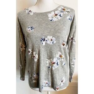 Joie • Eloisa B Grey Floral Crew Neck Sweater